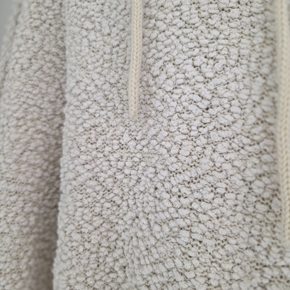 POL Cozy Textured Cream Popcorn Knit Pullover Hoodie Sz Large - Picture 4 of 6